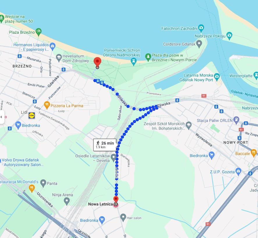 Apartmán Letnica Sypialnia & Salon - 2Km Do Plazy Gdaňsk Exteriér fotografie